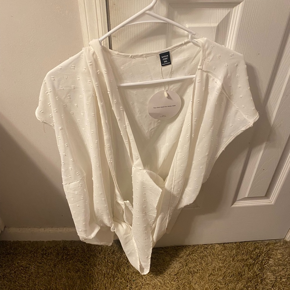 SHEIN Ivory Textured Top